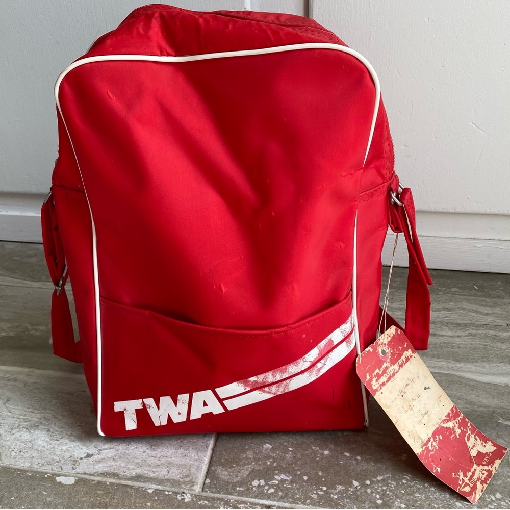 Vintage Red TWA Carry-on Authentic Original Group Itinerary Tag Flight Aviation